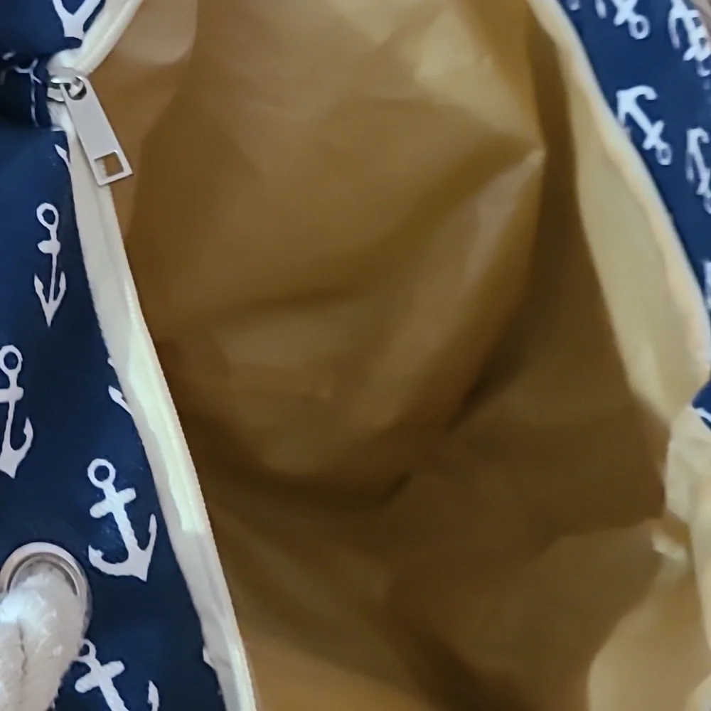 Canvas large beach bag with anchors - Picture 4 of 5